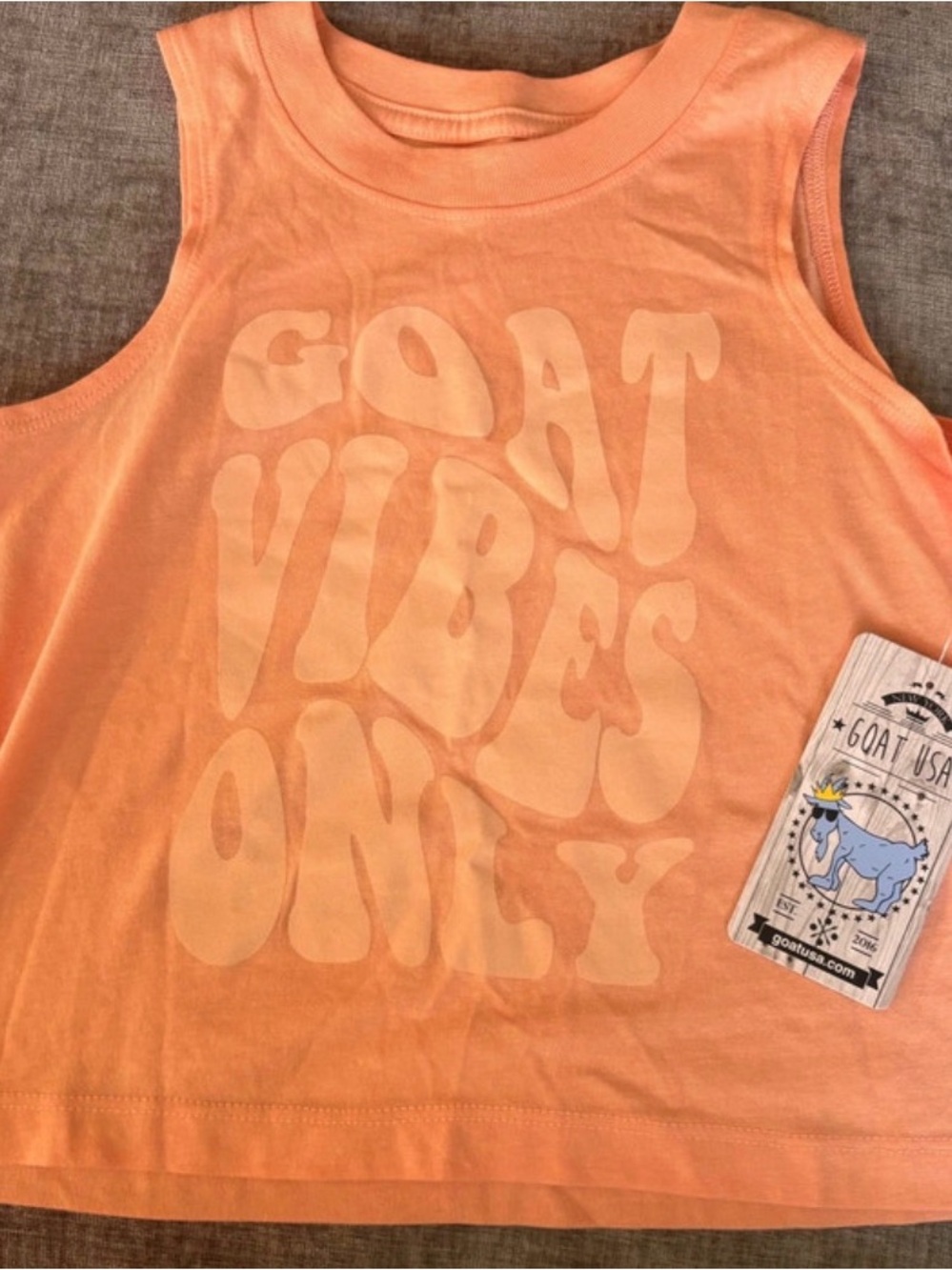 GOAT Vibes Only Peachy Orange Tank Top - GOAT USA Youth small